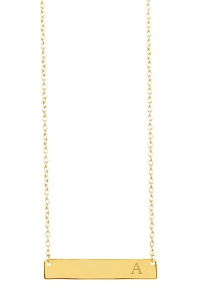 Sterling Forever 14k Yellow Gold Vermeil Bar Initial Necklace