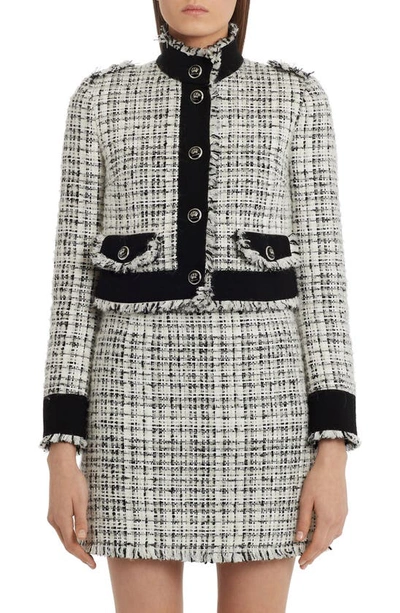 Dolce & Gabbana Cropped Tweed Jacket In White