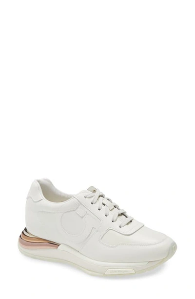 Ferragamo Brooklyn Leather Trainers In White