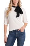Cece Bow Knit Top In Soft Ecru