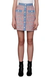 Maje Jenise Button-embellished Organic Cotton-blend Tweed Mini Skirt In Multicolor
