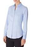 Jones New York Easy Care Button Up Long Sleeve Blouse In Blue