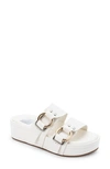 Dolce Vita Cici Double-buckled Flaform Footbed Sandals Women's Shoes In White Leather