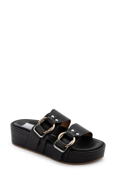 Dolce Vita Cici Double-buckled Flaform Footbed Sandals Women's Shoes In Black