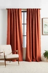 Anthropologie Luxe Linen Blend Curtain By  In Orange Size 108"