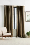 Anthropologie Luxe Linen Blend Curtain By  In Green Size 108"
