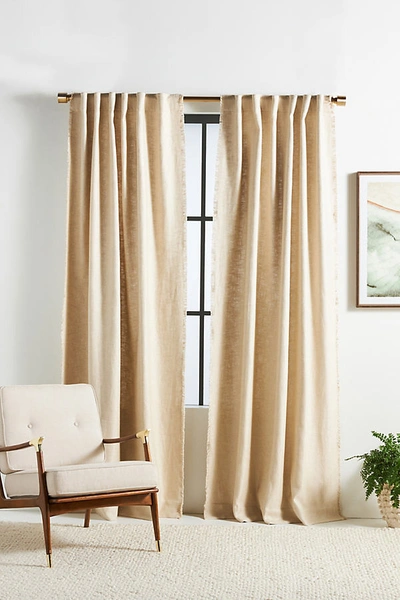 Anthropologie Luxe Linen Blend Curtain By  In Beige Size 108"