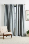 Anthropologie Luxe Linen Blend Curtain By  In Blue Size 108"