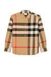 Burberry Check Wool Shirt In Brown