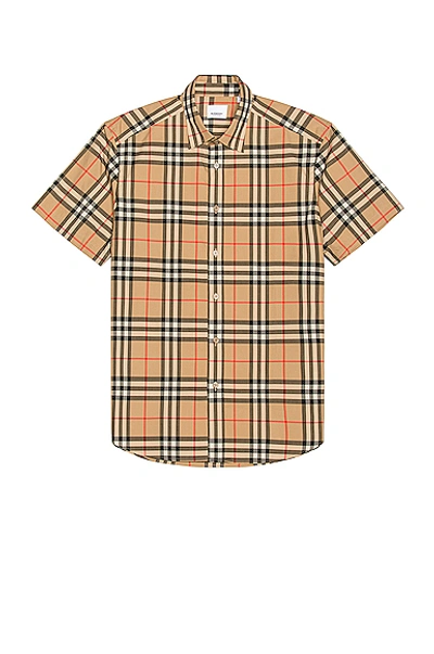 Burberry Caxton Checked Cotton-poplin Shirt In Nude & Neutrals