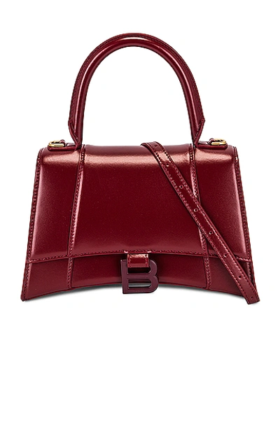 Balenciaga Small Hourglass Top Handle Bag In Dark Red