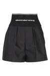 Alexander Wang Safari Short With Exposed Zipper And Logo Elastic In Black
