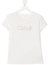 CHLOÉ COTTON T-SHIRT WITH LOGO EMBROIDERY,11701210