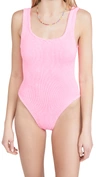 Hunza G Pink Square Neck Nile One-piece Swimsuit In Bubblegum Pink