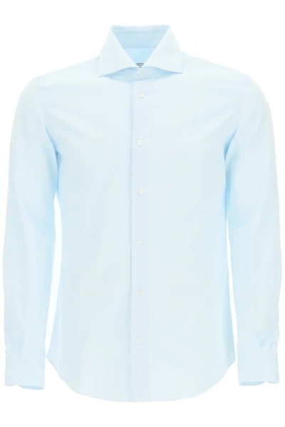 Vincenzo Di Ruggiero Patterned Cotton Shirt In White,light Blue