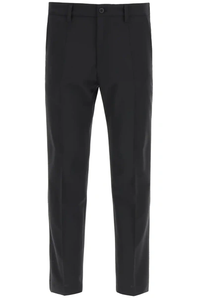 Dolce & Gabbana Cropped Wool-blend Straight-leg Trousers In Black