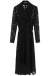Dolce & Gabbana Lace And Crepe Double-breasted Coat In Black