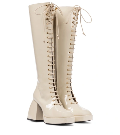 Nodaleto Neutral Bulla Ward 85 Patent Leather Knee-high Boots In Nude