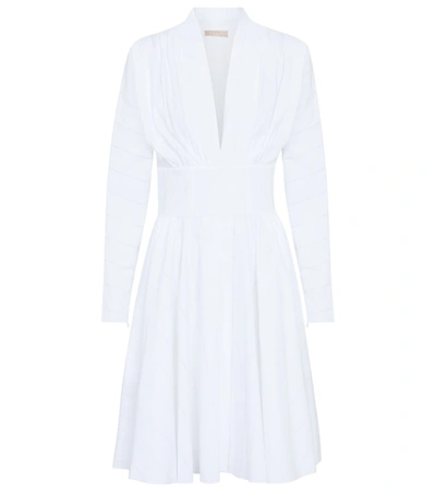 Alaïa Pointelle Poplin Fit-&-flare Dress In White