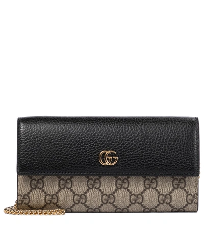 Gucci Gg Marmont Leather Clutch In Black