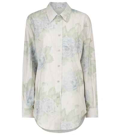 Acne Studios Floral Cotton-blend Shirt In Blue