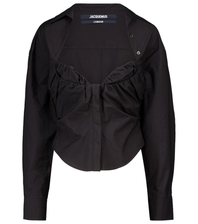 Jacquemus La Chemise Tovallo棉质混纺上衣 In Black