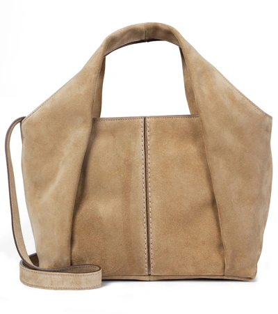 Tod's Shirt Mini Suede Tote In Brown