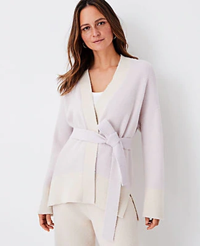 Ann Taylor Belted Wrap Cardigan In Washed Lavender