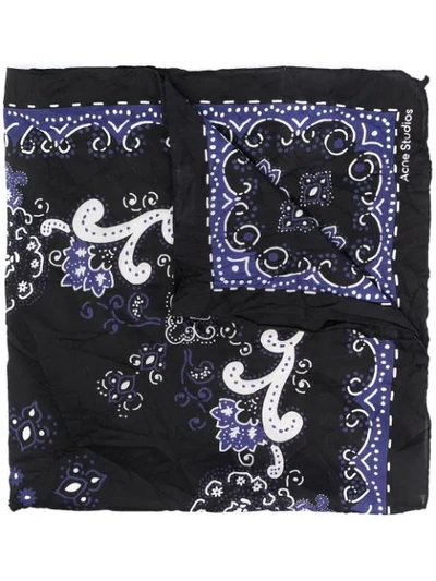 Acne Studios Womens Black Blue Vettori Paisley-print Cotton-silk Blend Scarf