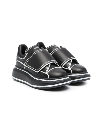 Alexander Mcqueen Kids' Molly Leather Sneakers In Black
