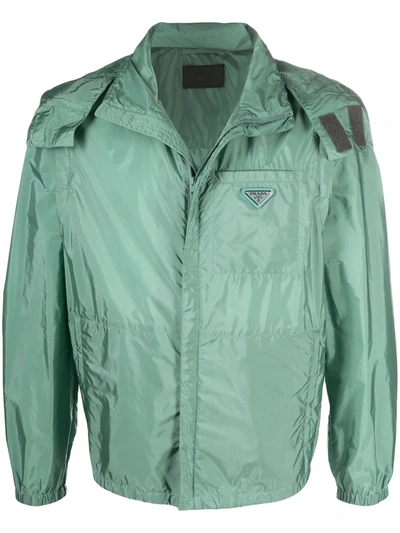 Prada Detachable-sleeve Lightweight Jacket In Green