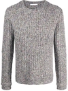 Helmut Lang Cashmere-wool Blend Speckled-ribbed Knit Jumper In Black