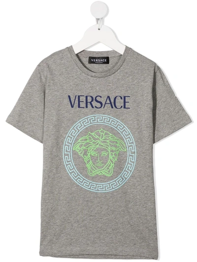 Young Versace Kids' Medusa Head-print T-shirt In Grey
