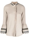 BAZAR DELUXE EMBROIDERED FLARED SLEEVES BUTTONED JACKET