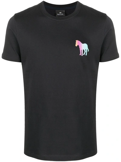 Paul Smith Horse-print Crew-neck T-shirt In Black