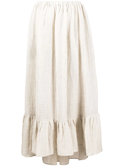 Lisa Marie Fernandez Nicole Ruffle Hem Skirt In Neutrals