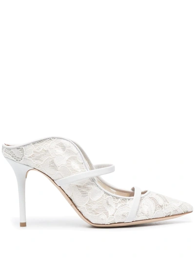 Malone Souliers Maureen 85mm Lace Mules In White