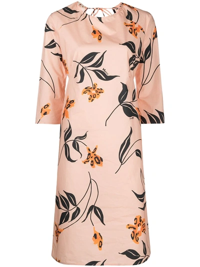Marni Floral-print Shift Dress In Pink