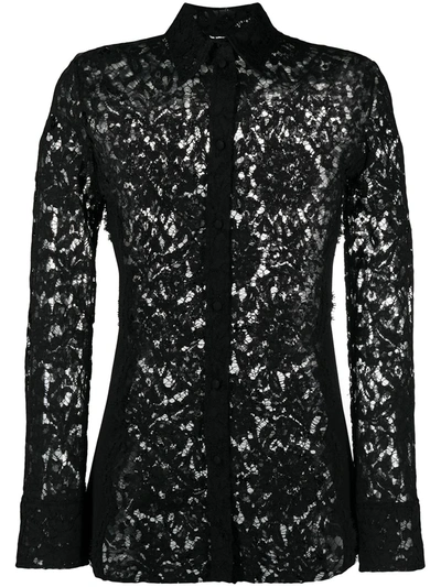 Valentino Jersey-paneled Corded Lace Shirt In Black