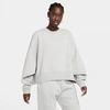 Nike Women's Sportswear Essential Fleece Crewneck Sweatshirt In Dark Grey Heather/white