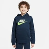 Nike Kids' Sportswear Club Fleece Hoodie In Deep Ocean/barely Volt