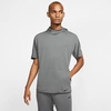 Nike Yoga Dri-fit Men's Short-sleeve Pullover Hoodie In Grey