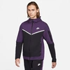 Nike Men's Sportswear Tech Fleece Taped Full-zip Hoodie In Grand Purple/black/white