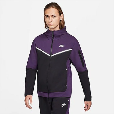 Nike Men's Sportswear Tech Fleece Taped Full-zip Hoodie In Grand Purple/black/white