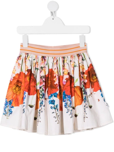 Molo Kids' Brenda Floral-print Organic Cotton Skirt In Blue