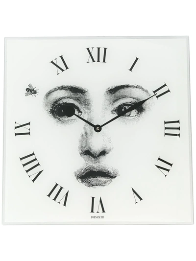Fornasetti Square Face Wall Clock In White