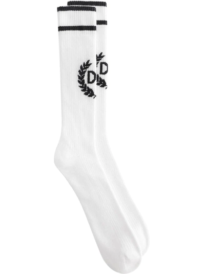 Dolce & Gabbana Cotton Socks With Jacquard Dg Logo In Combined Colour