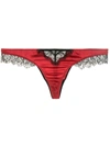 Kiki De Montparnasse Sensuel Lace-trim Silk Thong In Red/black