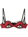 Kiki De Montparnasse Sensuel Lace-trim Underwire Balconette Bra In Red