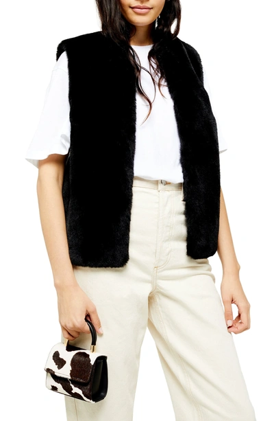 Topshop Luxe Faux Fur Vest In Black